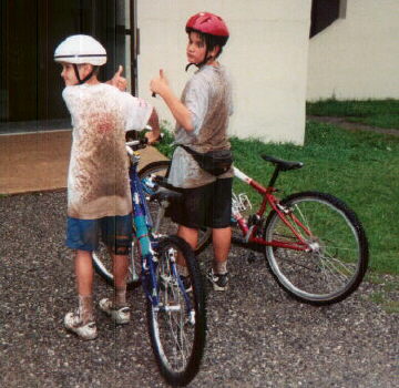 Stephen and Bobby - the muddy buttside after biking!